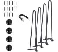 VEVOR Patas de Mesa de Horquilla 4 PCS Patas de Muebles 482 mm Acero Macizo Capacidad de Carga 227 kg Patas de Oficina 2 Varillas con Tornillos y Patines Protectores para Casa Oficina Comedor, Negra