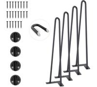 VEVOR Patas de Mesa de Horquilla 4 PCS Patas de Muebles 482 mm Acero Macizo Capacidad de Carga 227 kg Patas de Oficina 2 Varillas con Tornillos y Patines Protectores para Casa Oficina Comedor, Negra