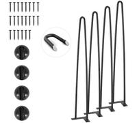 VEVOR Patas de Mesa de Horquilla 4 PCS Patas de Muebles 710 mm Acero Macizo Capacidad de Carga 227 kg Patas de Oficina 2 Varillas con Tornillos y Patines Protectores para Casa Oficina Comedor, Negra