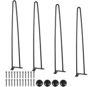 VEVOR Patas de Mesa de Horquilla 4 PCS Patas de Muebles 710 mm Acero Macizo Capacidad de Carga 227 kg Patas de Oficina 2 Varillas con Tornillos y Patines Protectores para Casa Oficina Comedor, Negra