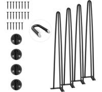 VEVOR Patas de Mesa de Horquilla 4 PCS Patas de Muebles 710 mm Acero Sólido Capacidad de Carga 408 kg Patas de Oficina 3 Varillas con Tornillos y Patines Protectores para Casa Oficina Comedor, Negro