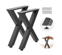 VEVOR Patas de Mesa en Forma de X de Acero al Carbono, 750 x 600 mm, Capacidad Máxima 1000 kg, Juego de 2 Patas con Kit de Herrajes para Muebles, Escritorio, Oficina, Banco de Trabajo y Mesa de Bar
