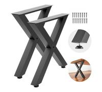 VEVOR Patas de Mesa en Forma de X de Acero al Carbono, 750 x 760 mm, Capacidad Máxima 1000 kg, Juego de 2 Patas con Kit de Herrajes para Oficina, Muebles, Escritorio, Banco de Trabajo y Mesa de Bar