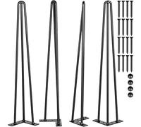 VEVOR Patas para Mesas de Acero al Carbono, Conjunto de Patas de Mesa de Altura de Pata 66 cm, Patas para Muebles con 4 Pies de Goma, Patas de Mesa con Capacidad de Carga 100 kg para Mesas Auxiliares