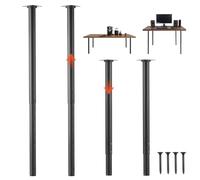 VEVOR Patas Regulables de Mesa de Acero al Carbono, Altura Ajustable 600-1000 mm, Capacidad Máxima 544 kg, Juego de 4 Patas Redondas con Kit de Herrajes para Escritorio, Banco de Trabajo, Mesa de Bar