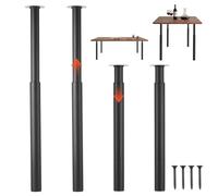 VEVOR Patas Regulables de Mesa de Acero al Carbono, Altura Ajustable 710-1100 mm, Negro, Capacidad Máxima 544 kg, Juego de 4 Patas con Kit de Herrajes para Escritorio, Mesa de Bar, Banco de Trabajo