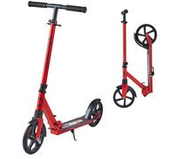 VEVOR Patinete 2 Ruedas, para Niños a Partir de 8 Años, con Manillar Regulable en Altura y Base Antideslizante, Patinete Plegable hasta 100 kg, Negro y Rojo, Armazón de Acero, 900 x 380 x 1000 mm
