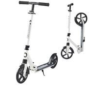 VEVOR Patinete 2 Ruedas, para Niños a Partir de 8 Años, Patinete de Calle Plegable con Manillar Regulable en Altura y Base Antideslizante, Chasis de Acero, hasta 100 kg, Color Negro y Blanco