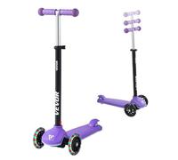 VEVOR Patinete 3 Ruedas, para Niños de 3 Años en Adelante, Ruedas Iluminadas, Manillar de Altura Ajustable, Base Antideslizante y Cuadro de Aluminio Ligero, hasta 75 kg, Morado, 520 x 250 x 800 mm