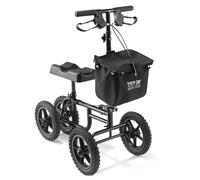 VEVOR Patinete de Rodilla Plegable Orientable de Acero al Carbono con Manillar Ajustable en Altura y Rodillera, Rueda Todoterreno, Frenos Dobles, Recuperación de Piernas, Carga de 160 kg, Negro