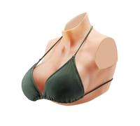 VEVOR Pechos Falsos de Silicona Copa E Cuello Alto Coraza de Silicona Formas de Pecho Relleno de Silicona Líquida Pechos Artificiales para Cosplay de Transexuales, Drag Queens, Color Marfil