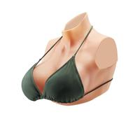 VEVOR Pechos Falsos de Silicona Copa E Cuello Alto Coraza de Silicona Formas de Pecho Relleno de Silicona Líquida Pechos Artificiales para Cosplay de Transexuales, Drag Queens, Color Marfil