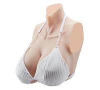 VEVOR Pechos Falsos de Silicona Copa H Cuello Alto Coraza de Silicona Formas de Pecho Relleno de Silicona Líquida Pechos Artificiales para Cosplay de Transexuales, Drag Queens, Color Marfil