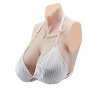 VEVOR Pechos Falsos de Silicona Copa H Cuello Alto Coraza de Silicona Formas de Pecho Relleno de Silicona Líquida Pechos Artificiales para Cosplay de Transexuales, Drag Queens, Color Marfil