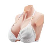 VEVOR Pechos Falsos de Silicona Tamaño K Cuello Alto Coraza de Silicona Formas de Pecho Relleno de Silicona Líquida Pechos Artificiales para Cosplay de Transexuales, Drag Queens, Color Marfil