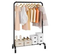 VEVOR Perchero Burro para Ropa de 1 Barra Largo de 1010 mm Alto de 1510 mm Perchero de Acero al Carbono con Zapatero en Parte Inferior Perchero de Pie para Guardar Ropas Zapatos en Dormitorio, Negro