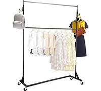 VEVOR Perchero Burro para Ropa en Z 60x159x215cm Perchero Resistente con 4 Ruedas 2 Carril, Acero Inoxidable, Capacidad de 136 kg, Perchero Comercial con Base en Forma de Z con 2 Ganchos, Color Negro