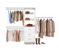 VEVOR Perchero de 3 Cajones, Perchero Ajustable de Madera, Organizador de Armario con 3 Barras Extensibles 575-1020 mm, Sistema de Armario para Vestidores, 2430 x 405 x 1904 mm, Carga 362,7 kg