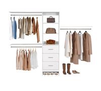 VEVOR Perchero de 3 Cajones, Perchero Ajustable de Madera, Organizador de Armario con 3 Barras Extensibles 575-1020 mm, Sistema de Armario para Vestidores, 2430 x 405 x 1904 mm, Carga 362,7 kg
