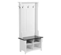 VEVOR Perchero de Madera de 818 x 400 x 1720 mm con Banco y Zapatero Perchero con Estantes Ajustables y 5 Ganchos, Mueble de Vestíbulo con 4 Cajones de Almacenamiento para Entrada, Pasillo, Blanco