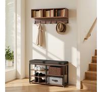 VEVOR Perchero de Pared, Recibidor de Entrada con Ganchos Banco Zapatero Estantes de Almacenamiento, Organizador de Ropa para Bolso Abrigo Calzado, Antideslizante, Armario Abierto para Pasillo Salón