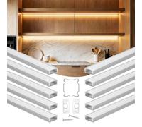 VEVOR Perfil de Aluminio para Tira LED 1 m, Paquete de 10 Unidades, Canaletas para LED, con Difusor Opal Tapones de Extremos y Soportes de Montaje, Decoración de Luz para Dormitorio Sala de Estar