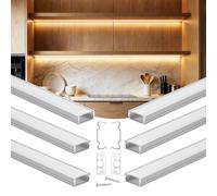 VEVOR Perfil de Aluminio para Tira LED 1 m, Paquete de 6 Piezas, Canaletas para LED, con Difusor Opal Tapones de Extremos y Soportes de Montaje, Decoración de Luz para Dormitorio Sala de Estar Cocina