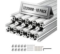 VEVOR Perfil de Extrusión de Aluminio 2020 Ranura en T Estándar Europeo, Carril Lineal de Extrusión 1220 mm, Perfil de Aluminio para Marcos de Impresoras 3D, Bancos de Trabajo CNC, 10 Piezas, Plata