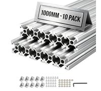 VEVOR Perfil de Extrusión de Aluminio 2020 Ranura en T Estándar Europeo, Carril Lineal de Extrusión 1000 mm, Perfil de Aluminio para Marcos de Impresoras 3D, Bancos de Trabajo CNC, 10 Piezas, Plata