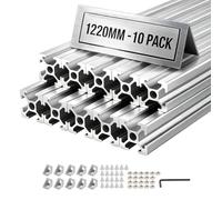 VEVOR Perfil de Extrusión de Aluminio 2020 Ranura en T Estándar Europeo, Carril Lineal de Extrusión 1220 mm, Perfil de Aluminio para Marcos de Impresoras 3D, Bancos de Trabajo CNC, 10 Piezas, Plata