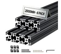 VEVOR Perfil de Extrusión de Aluminio 3030 Ranura en T Estándar Europeo, Carril Lineal de Extrusión 2000 mm, Perfil de Aluminio para Marcos de Impresoras 3D, Bancos de Trabajo CNC, 6 Piezas, Negro