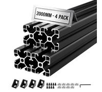 VEVOR Perfil de Extrusión de Aluminio 4040 Ranura en T Estándar Europeo, Carril Lineal de Extrusión 2000 mm, Perfil de Aluminio para Marcos de Impresoras 3D, Bancos de Trabajo CNC, 4 Piezas, Negro