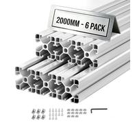 VEVOR Perfil de Extrusión de Aluminio 4040 Ranura en T Estándar Europeo, Carril Lineal de Extrusión 2000 mm, Perfil de Aluminio para Marcos de Impresoras 3D, Bancos de Trabajo CNC, 6 Piezas, Plata