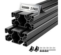 VEVOR Perfil de Extrusión de Aluminio 4080 Ranura en T Estándar Europeo, Carril Lineal de Extrusión 500 mm, Perfil de Aluminio para Marcos de Impresoras 3D, Bancos de Trabajo CNC, 2 Piezas, Negro