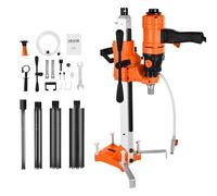 VEVOR Perforadora de Diamante, 2 en 1 Equipo de Perforación 1000/2250 RPM de 2 Velocidades en Seco y Húmedo con soporte, 4 Brocas Diámetro de Perforación de 200 mm para Hormigón, Ladrillo, Piedra
