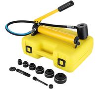 VEVOR Perforadora Hidráulica Manual 10 T Kit de Herramientas de Punzonado Hidráulico, 6 Matrices Juego de Punzón Hidráulico para Perforar Chapas Metálicas, Fibra de Vidrio, Plástico