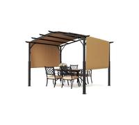 VEVOR Pérgola retráctil Exterior, 3650 x 3048 x 2540 mm Pérgola de Metal con Parte Superior Arqueada, Toldo Parasol, Gran Pabellón de Refugio para Patio, Terraza, Patio Trasero, Porche y Piscina