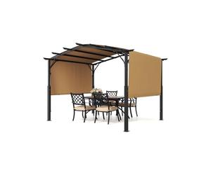 VEVOR Pérgola retráctil Exterior, 3650 x 3048 x 2540 mm Pérgola de Metal con Parte Superior Arqueada, Toldo Parasol, Gran Pabellón de Refugio para Patio, Terraza, Patio Trasero, Porche y Piscina