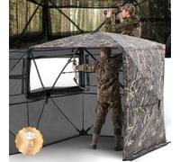 VEVOR Persiana de Caza Transparente para 4 o 5 Personas con Bolsa de Transporte, Camuflaje, 360 Grados, con Puerta y Ventana Silenciosas, Cremallera, para Pavos y Ciervos, 1780 x 1780 x 2050 mm