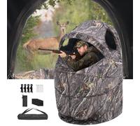 VEVOR Persiana de Caza Individual con Bolsa de Transporte, Camuflaje, Refugio Oculto Reforzado y Duradero con Puerta y Ventana Silenciosas con Cremallera, a Pavos y Ciervos, 1130 x 920 x 1350 mm