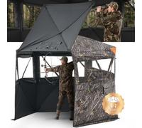VEVOR Persiana de Caza Oculta Reforzada y Duradera 6-7 Personas con Bolsa de Transporte, Camuflaje, con Puerta y Ventana Silenciosas con Cremallera, para Pavos y Ciervos, 2150 x 2150 x 2000 mm