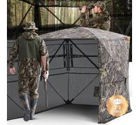 VEVOR Persiana de Caza Transparente para 2 o 3 Personas con Bolsa de Transporte, Camuflaje, de 360 Grados, con Puerta y Ventana Laterales Silenciosas, para Pavos y Ciervos, 1480 x 1480 x 1700 mm