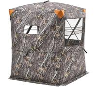 VEVOR Persiana de Caza Térmica 2 o 3 Personas con Silla de Tres Patas y Bolsa de Transporte, Camuflaje, con Puerta y Ventana Silenciosas con Cremallera, a Pavos y Ciervos, 1480 x 1480 x 2000 mm