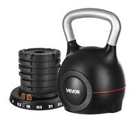 VEVOR Pesa Rusa Ajustable con 7 Niveles de Peso Incluido 2, 5, 8, 11, 14, 17, 20 kg, Pesa Rusa de Aluminio Fundido a Presión y Material ABS para Entrenamiento de Fuerza de Agarre, Color Negra