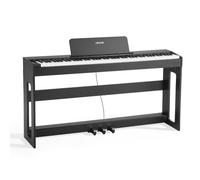 VEVOR Piano Digital 88 Teclas, Modo de Teclado Dual, Altavoces, con Atril, Soporte, Pedal de Sostenido, Adaptador CC, 280 Tonos, Conexión Inalámbrica, a Principiantes, Negro, 1310 x 300 x 850 mm