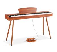 VEVOR Piano Digital de 88 Teclas, con Teclado Dual y Altavoces, con Atril, Pedal Sustain, 280 Tonos, Conexión Inalámbrica, Control Preciso, para Principiantes, Color Madera, 1330 x 300 x 900 mm