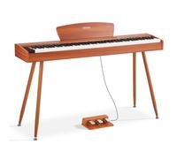 VEVOR Piano Digital de 88 Teclas, con Teclado Dual y Altavoces, con Atril, Pedal Sustain, 280 Tonos, Conexión Inalámbrica, Control Preciso, para Principiantes, Color Madera, 1330 x 300 x 900 mm