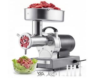 VEVOR Picadora de Carne 1100W 1,5 HP, Picadora de Carne Eléctrica 9,5 kg/min, de Acero Inoxidable, con 3 Placas, 3 Tubos de Embutir Salchichas, para Cocinas Domésticas, Restaurantes, Carnicerías