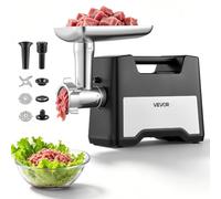 VEVOR Picadora de Carne Eléctrica 1,5-2 kg/min, Potencia Máxima de 1200 W | Carcasa de Acero Inoxidable, Potencia Nominal 500 W, con 2 Placas de Molienda, Tubo para Embutir Salchichas y Kit para Kubbe