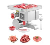 VEVOR Picadora de Carne Eléctrica 3 en 1, Rebanadora, Embutidora con Cuchilla, Placa de Molienda, Acero Inoxidable, para Cortar, Triturar y Trocear, Carnicería de Restaurante, 395 x 430 x 390 mm